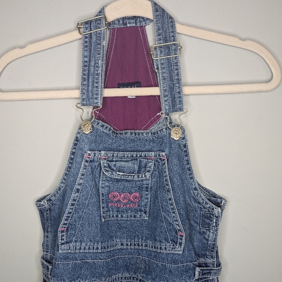 Vintage Guess Girls Overalls denim suspenders size medium - Picture 2 of 8